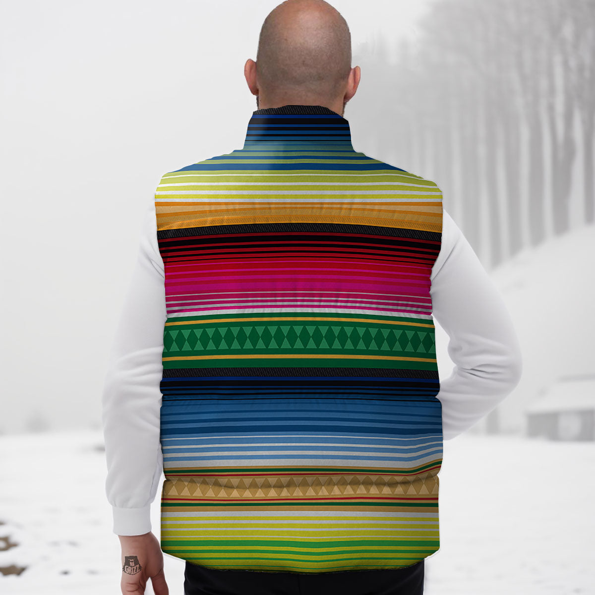 Blanket Mexican Striped Print Pattern Down Vest