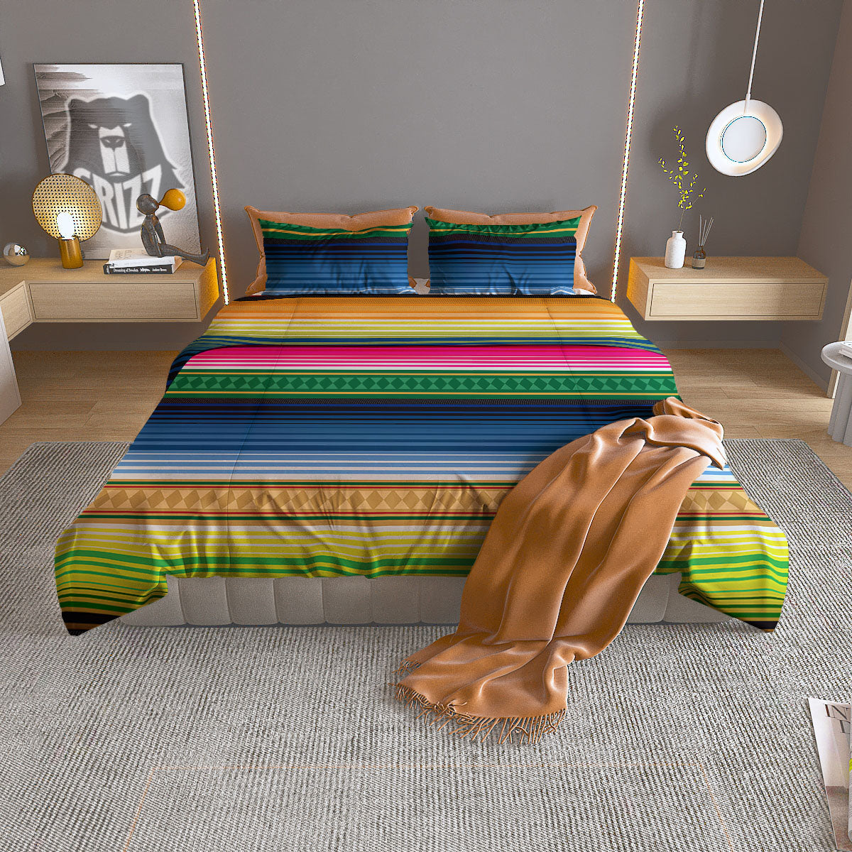 Blanket Mexican Striped Print Pattern Duvet Cover Bedding Set
