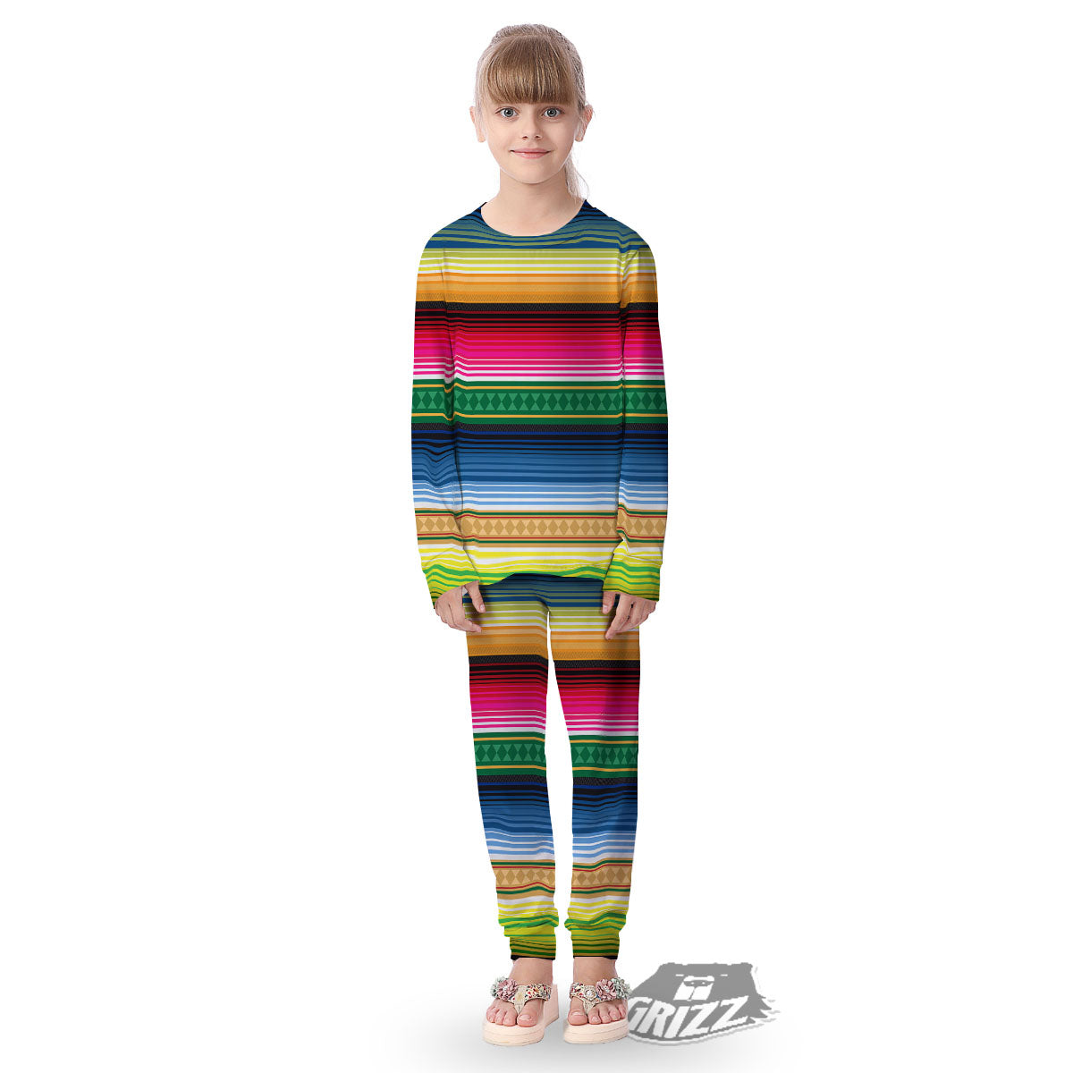 Blanket Mexican Striped Print Pattern Kid's Pajamas-grizzshop