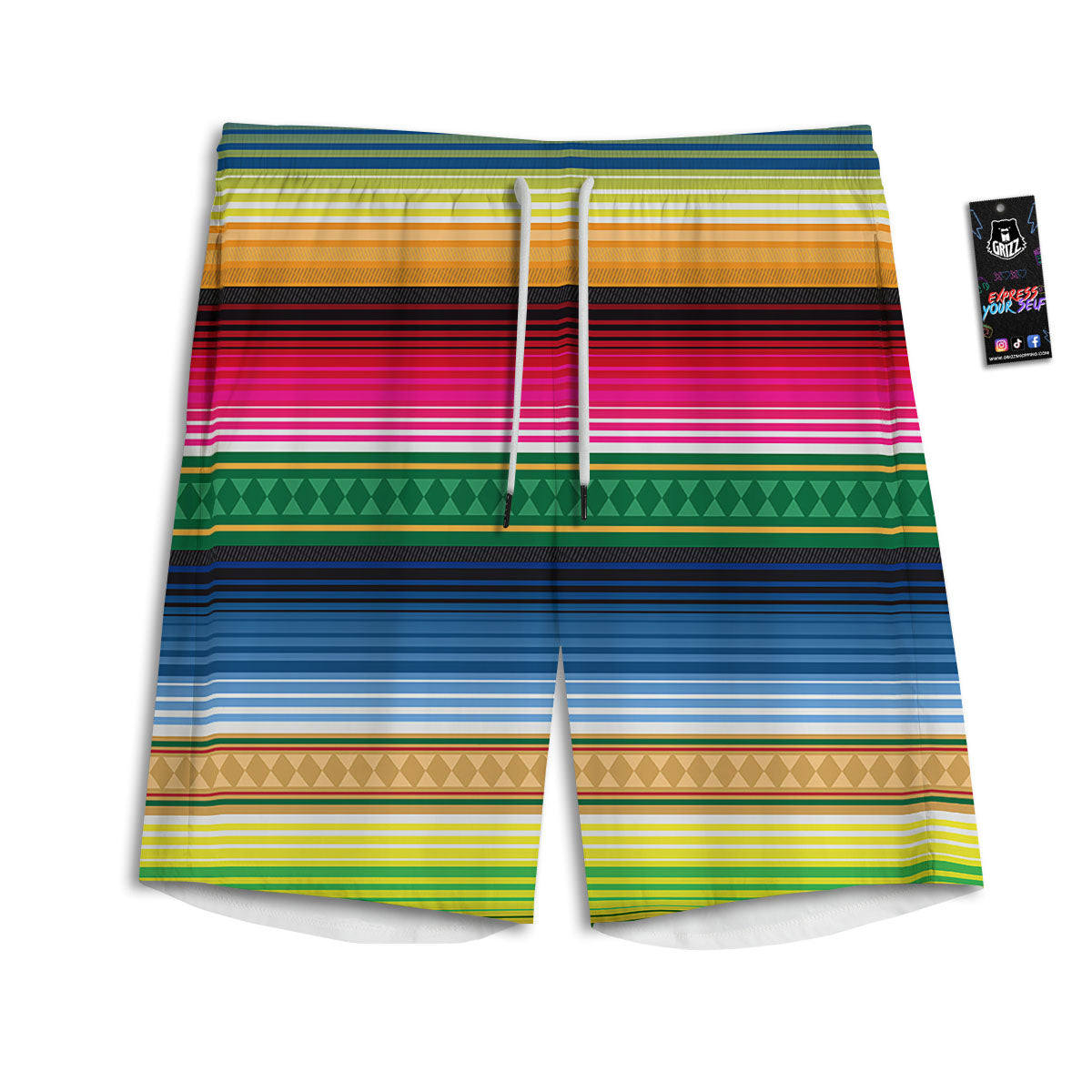 Blanket Mexican Striped Print Pattern Men's Athletic Shorts