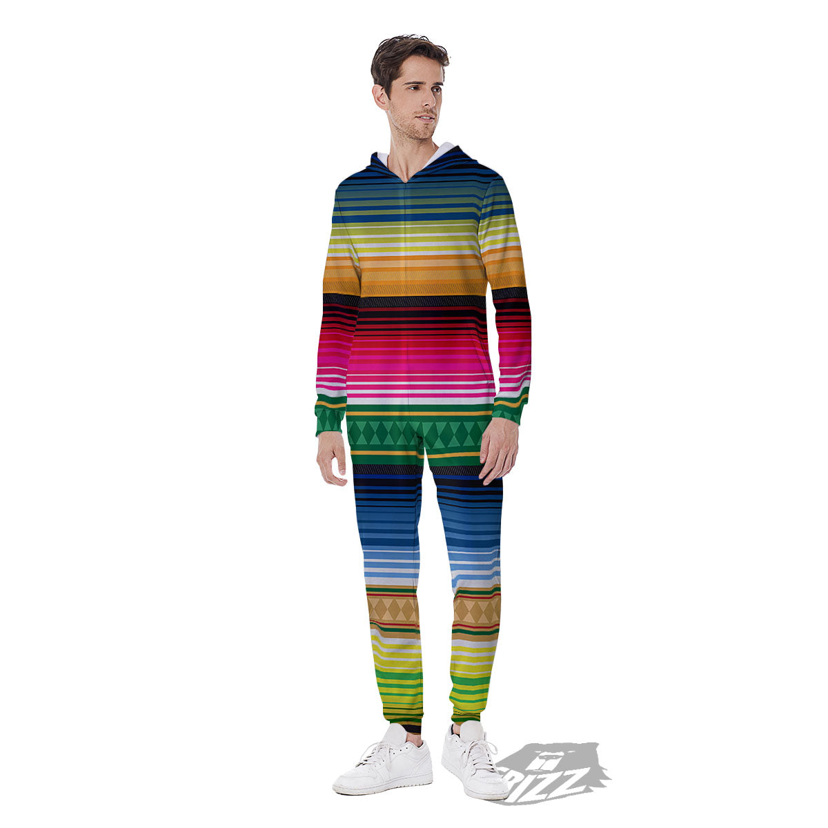 Blanket Mexican Striped Print Pattern Men's Jumpsuit-grizzshop