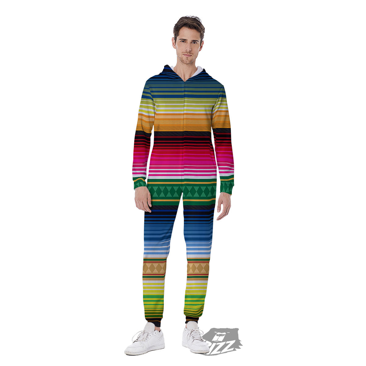 Blanket Mexican Striped Print Pattern Men's Jumpsuit-grizzshop