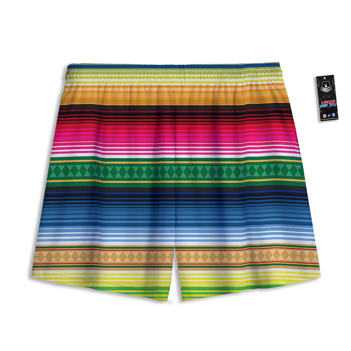 Blanket Mexican Striped Print Pattern Mesh Shorts