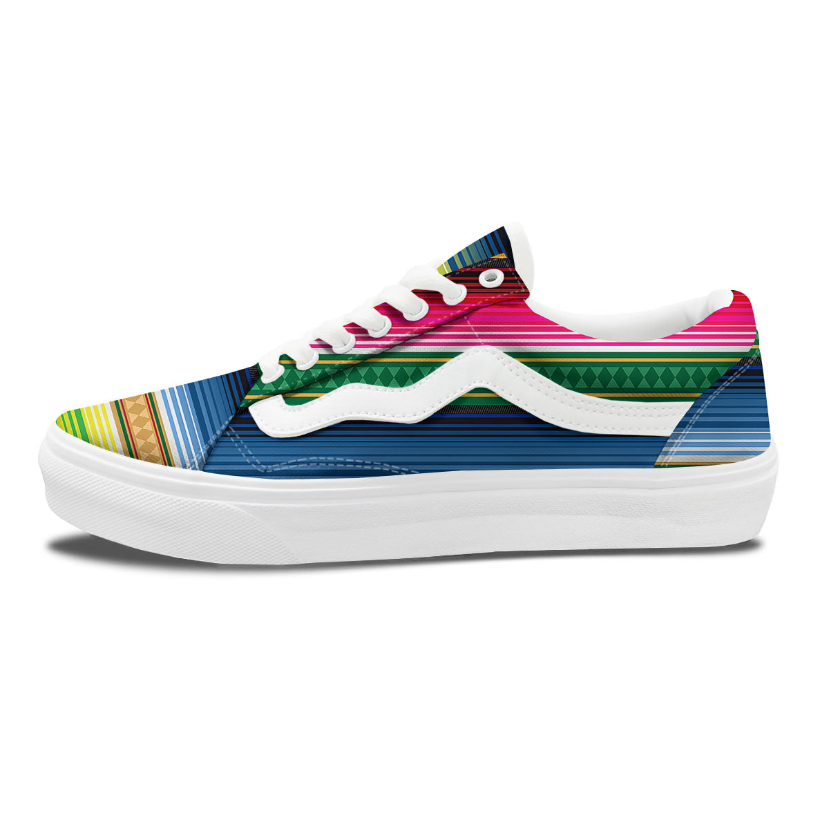 Blanket Mexican Striped Print Pattern Skate Shoes-grizzshop