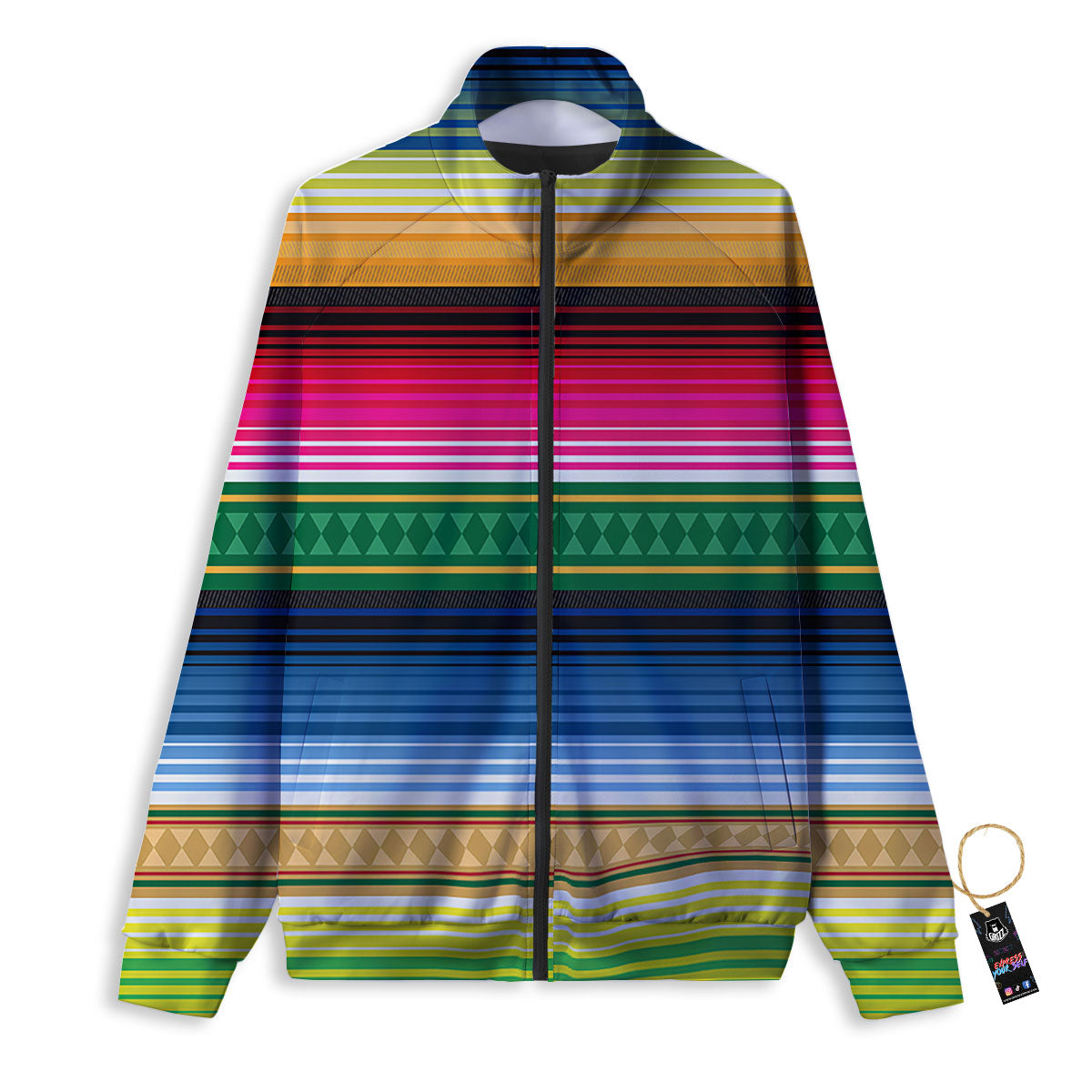 Blanket Mexican Striped Print Pattern Track Jacket-grizzshop