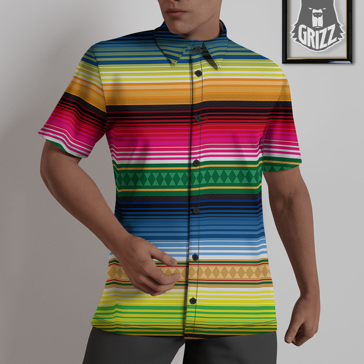 Blanket Mexican Striped Print Pattern Untucked Shirts-grizzshop