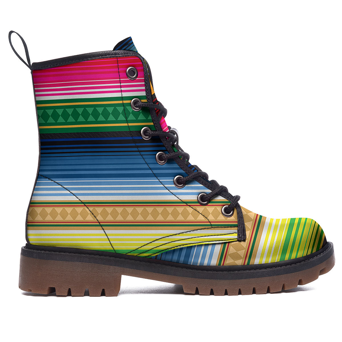 Blanket Mexican Striped Print Pattern Work Boots-grizzshop