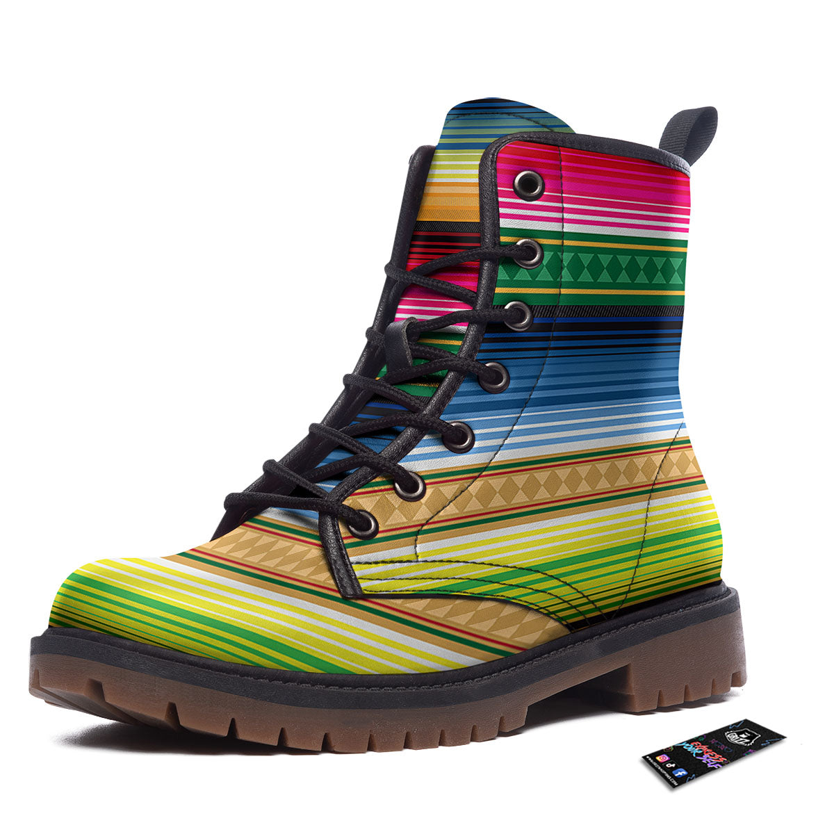 Blanket Mexican Striped Print Pattern Work Boots-grizzshop