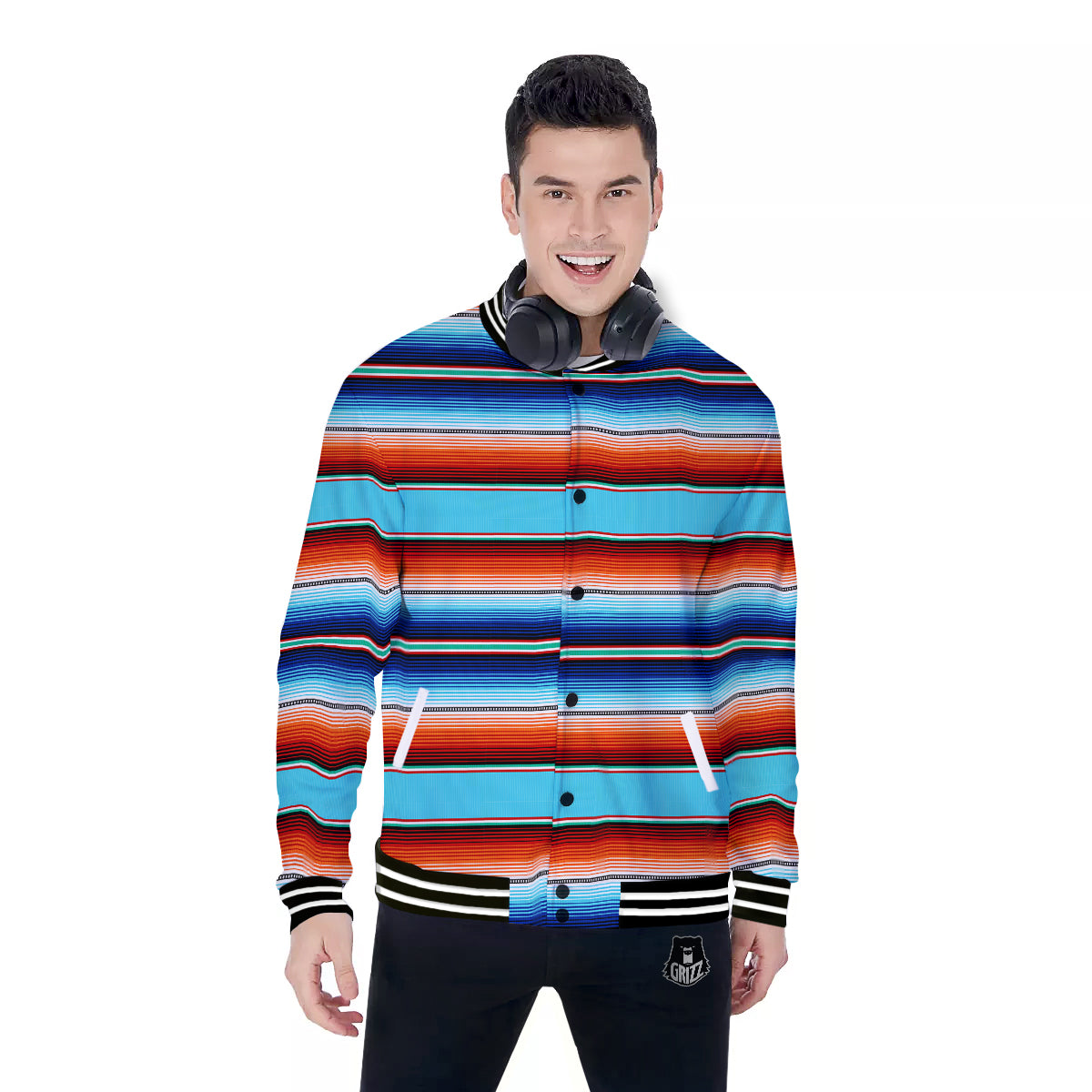 Blanket Mexican Vintage Print Pattern Baseball Jacket-grizzshop