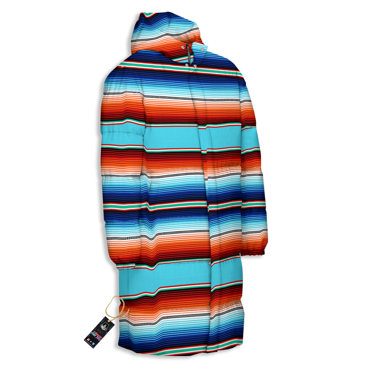 Blanket Mexican Vintage Print Pattern Long Down Jacket-grizzshop