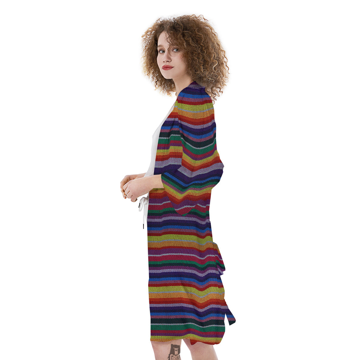 Blanket Stripe Colorful Mexican Print Kimono-grizzshop