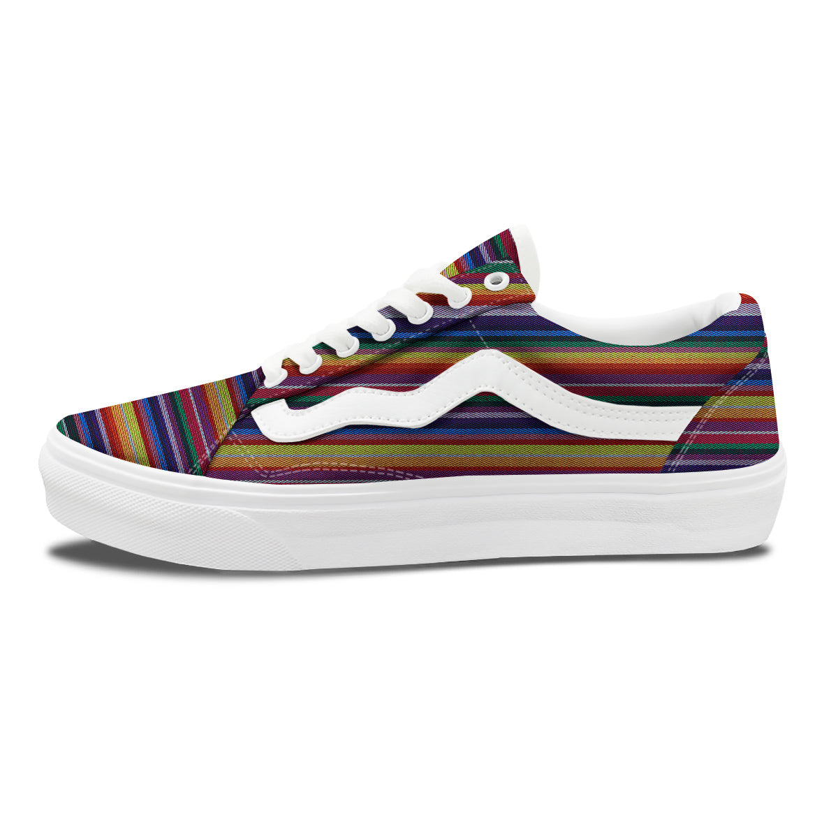 Blanket Stripe Colorful Mexican Print Skate Shoes-grizzshop