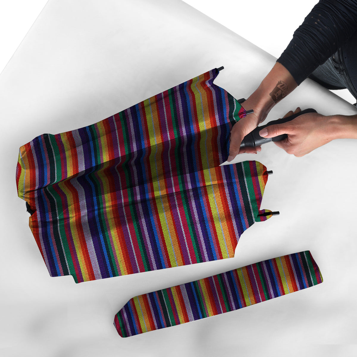 Blanket Stripe Colorful Mexican Print Umbrella-grizzshop