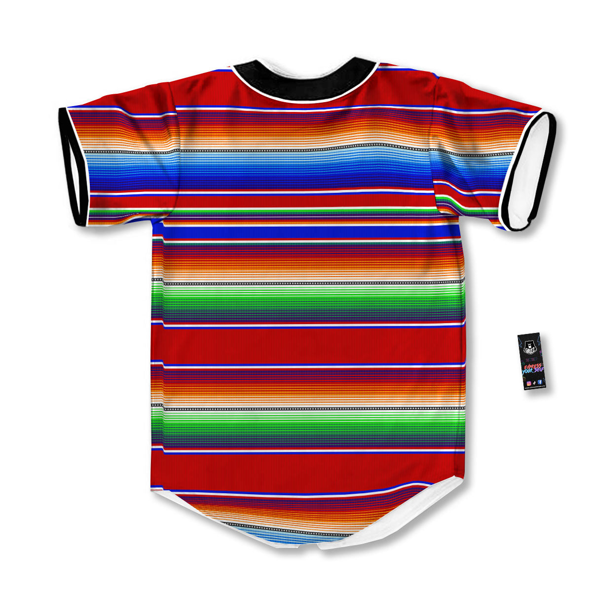 Blanket Stripe Ethnic Mexican Print Baseball Jersey-grizzshop