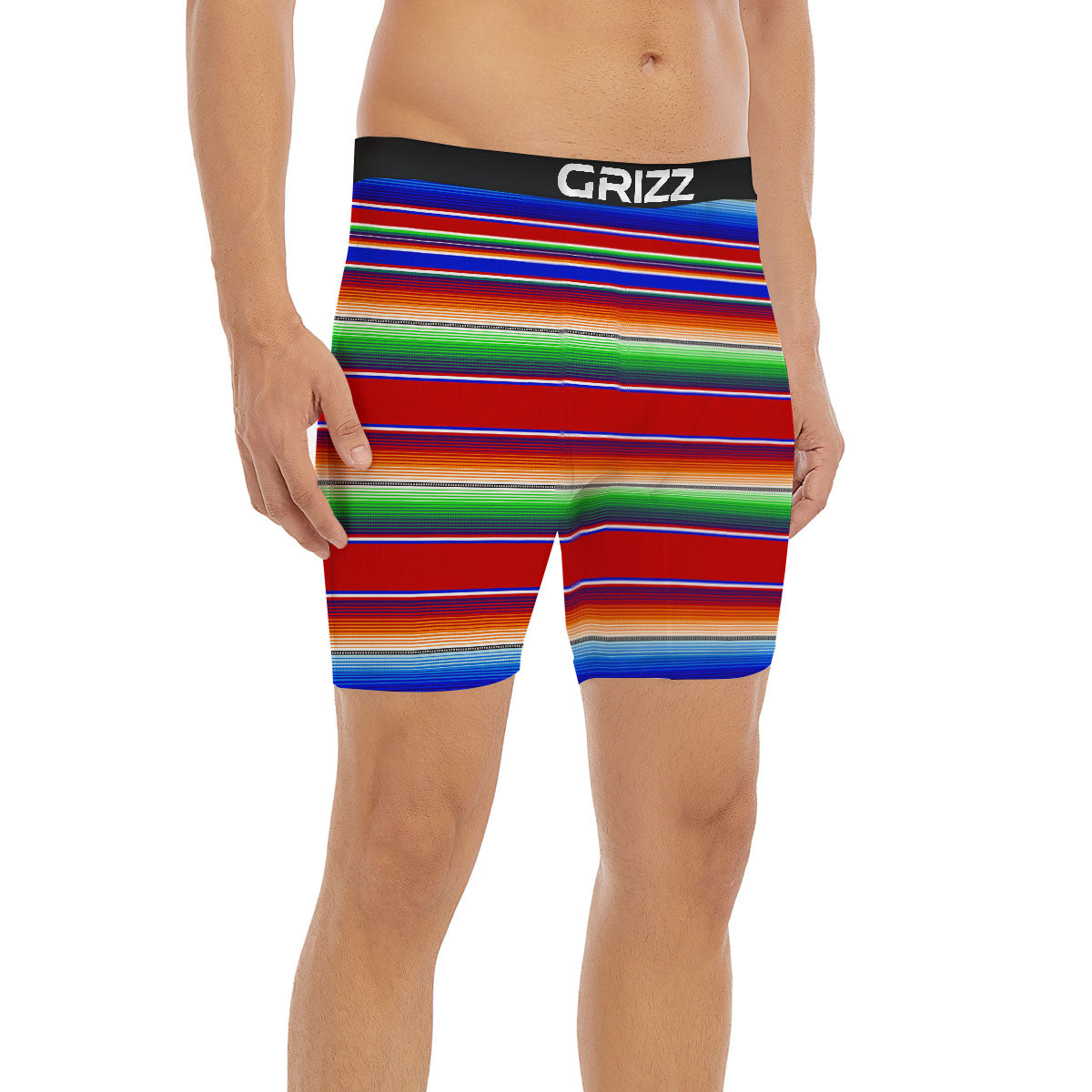 Blanket Stripe Ethnic Mexican Print Boxer Briefs-grizzshop