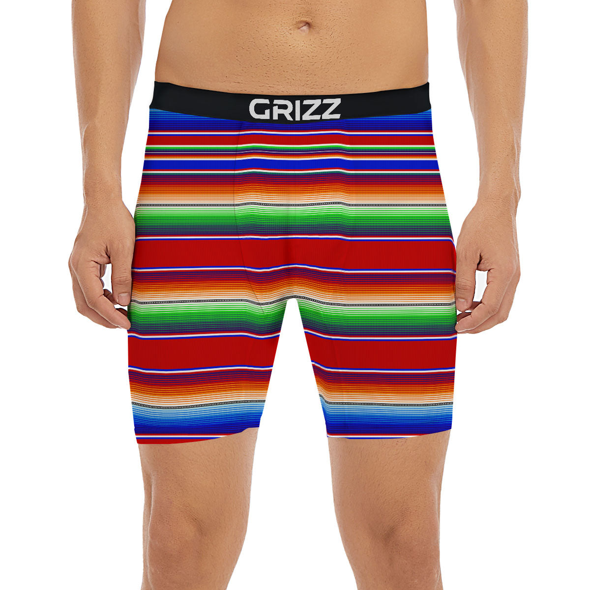 Blanket Stripe Ethnic Mexican Print Boxer Briefs-grizzshop
