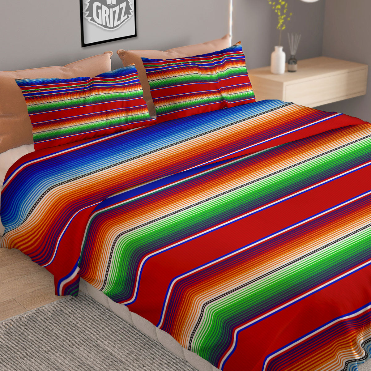 Blanket Stripe Ethnic Mexican Print Duvet Cover Bedding Set