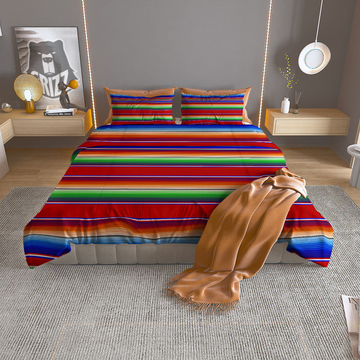 Blanket Stripe Ethnic Mexican Print Duvet Cover Bedding Set