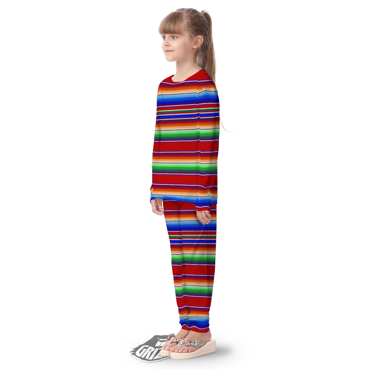Blanket Stripe Ethnic Mexican Print Kid's Pajamas-grizzshop