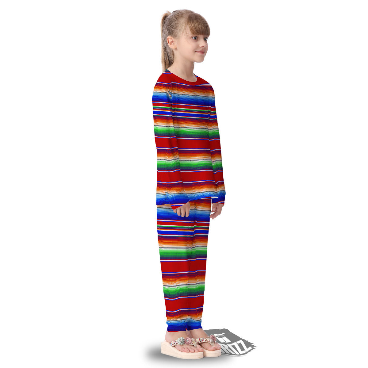 Blanket Stripe Ethnic Mexican Print Kid's Pajamas-grizzshop
