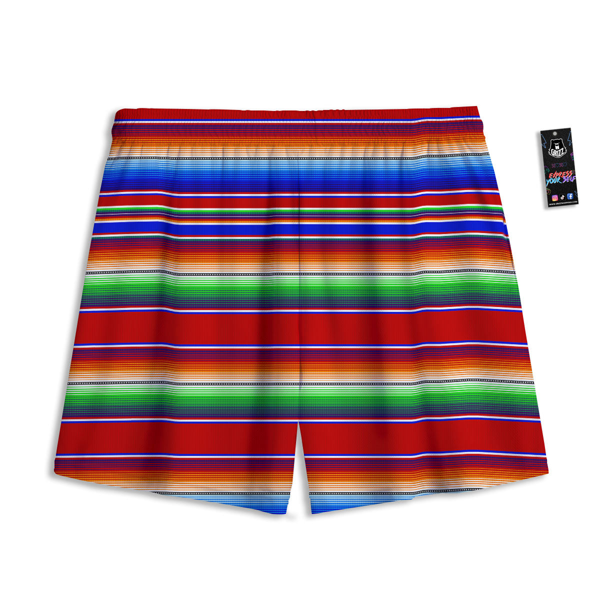 Blanket Stripe Ethnic Mexican Print Mesh Shorts