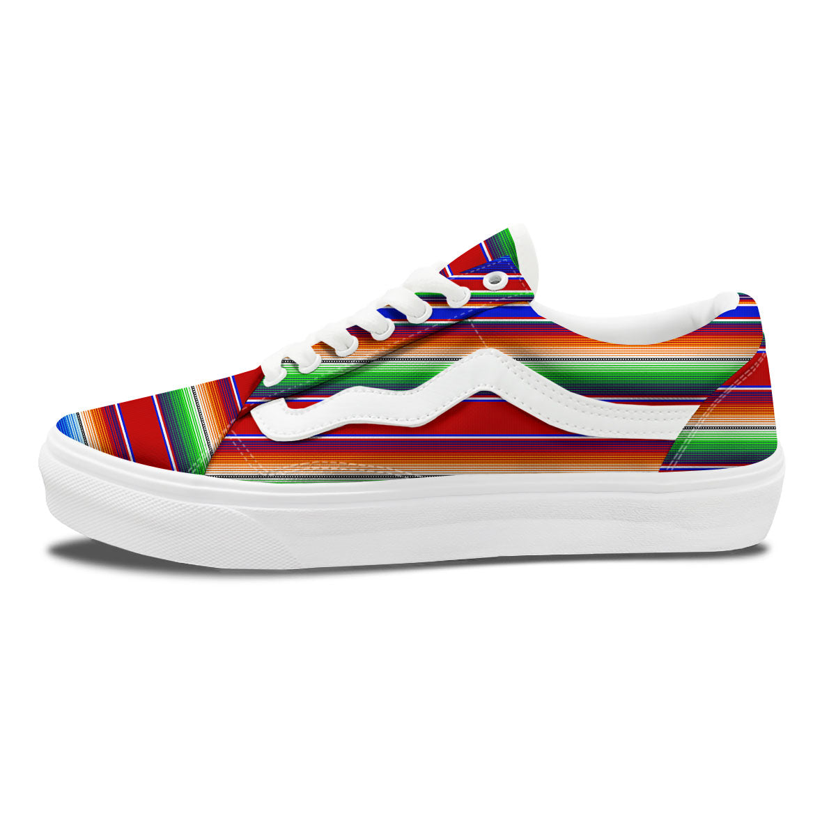 Blanket Stripe Ethnic Mexican Print Skate Shoes-grizzshop