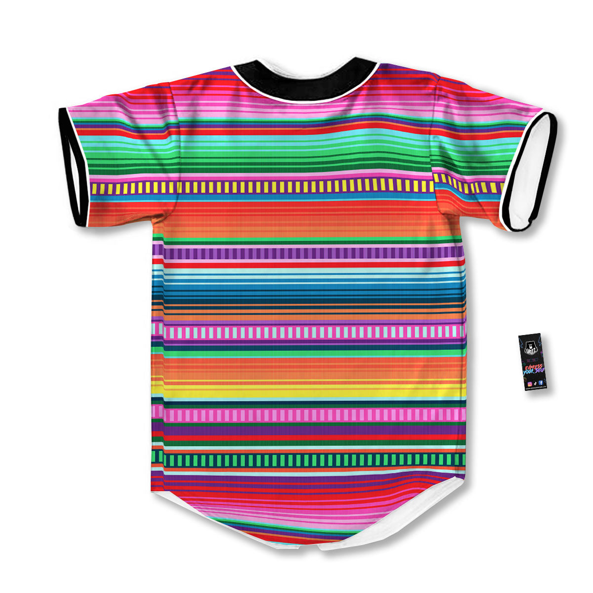 Blanket Stripe Ethnic Serape Print Baseball Jersey-grizzshop