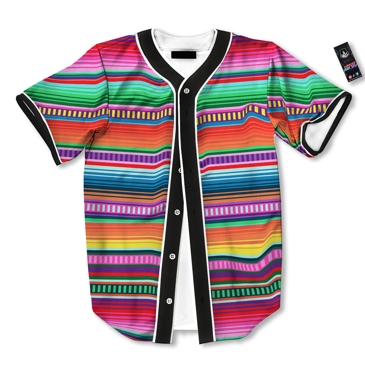 Blanket Stripe Ethnic Serape Print Baseball Jersey-grizzshop