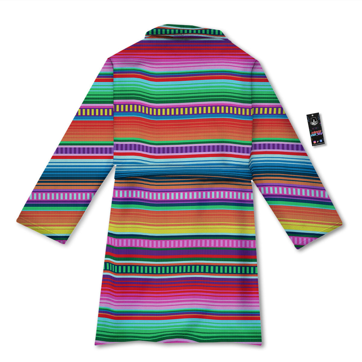 Blanket Stripe Ethnic Serape Print Bathrobe-grizzshop