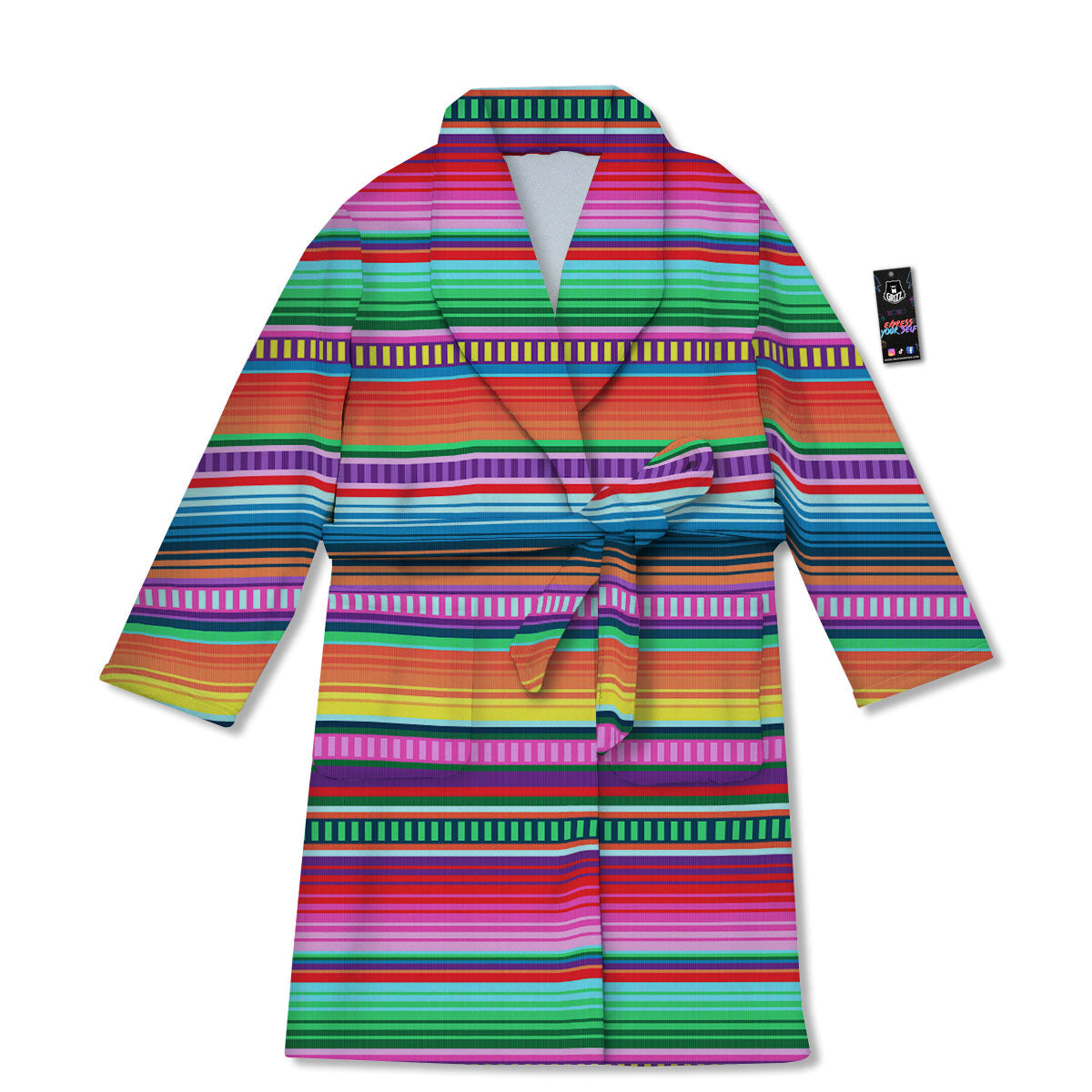 Blanket Stripe Ethnic Serape Print Bathrobe-grizzshop