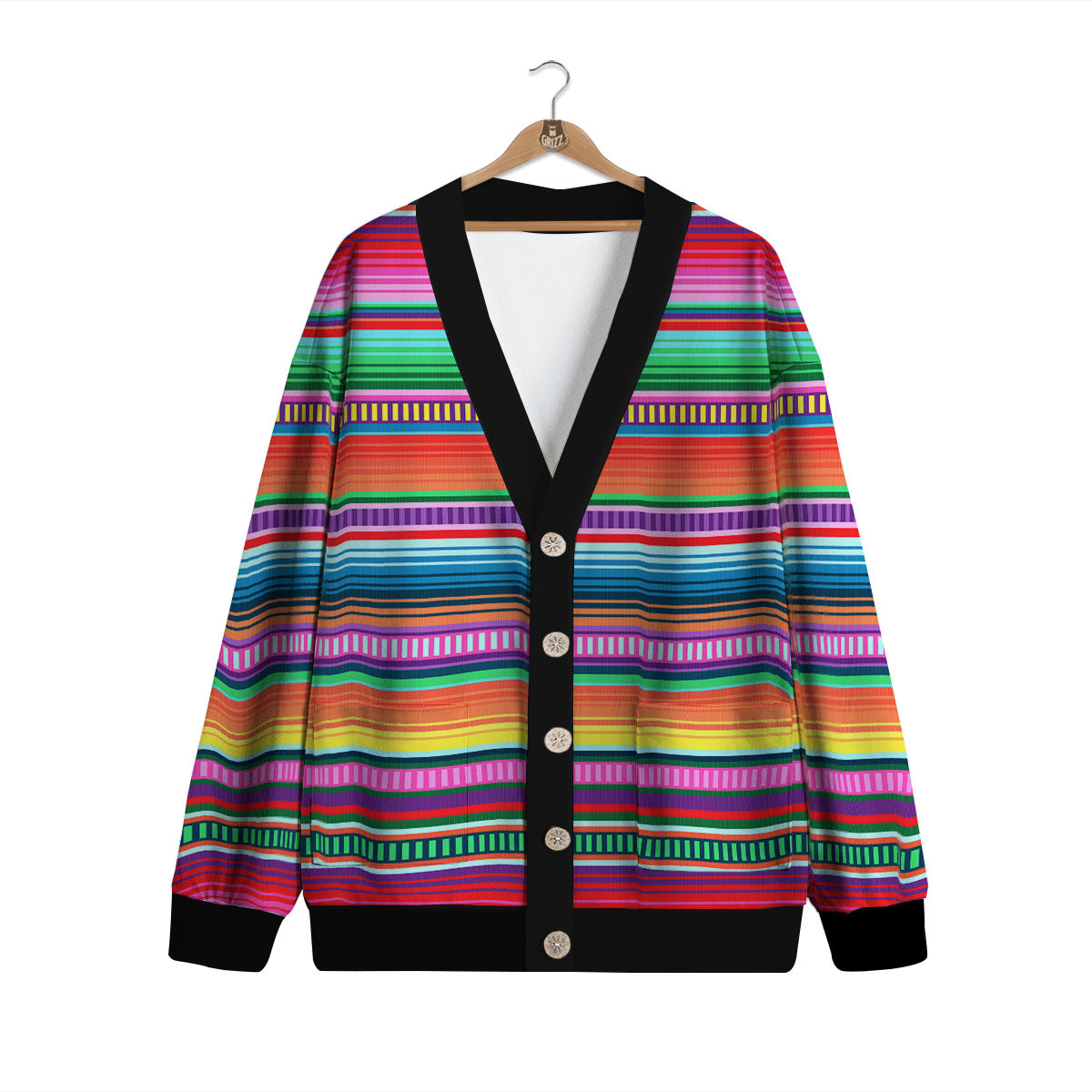 Blanket Stripe Ethnic Serape Print Cardigan-grizzshop