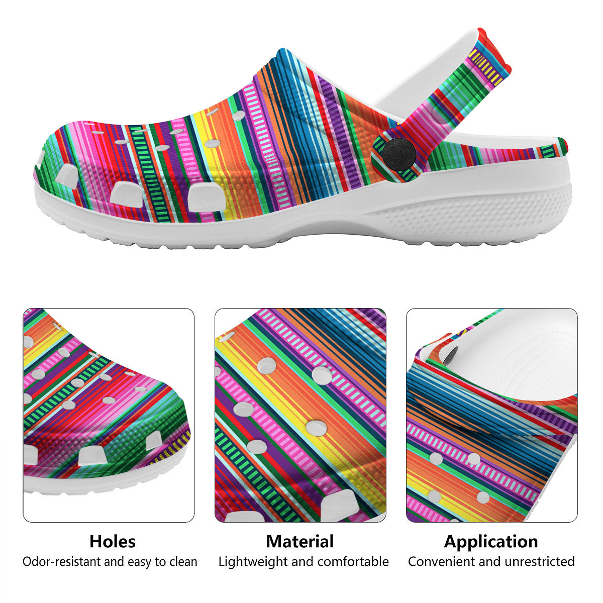 Blanket Stripe Ethnic Serape Print Clog-grizzshop
