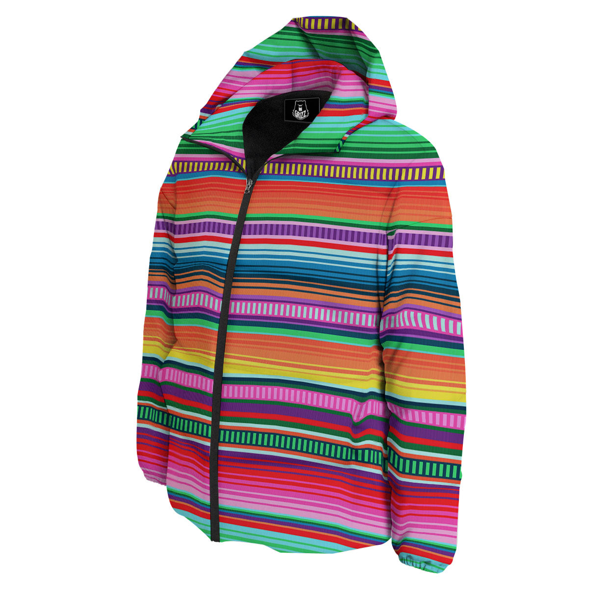 Blanket Stripe Ethnic Serape Print Down Jacket-grizzshop