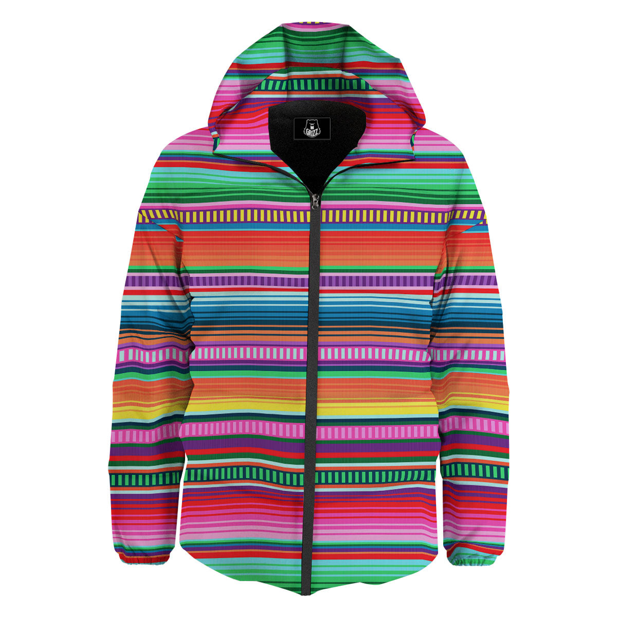 Blanket Stripe Ethnic Serape Print Down Jacket-grizzshop