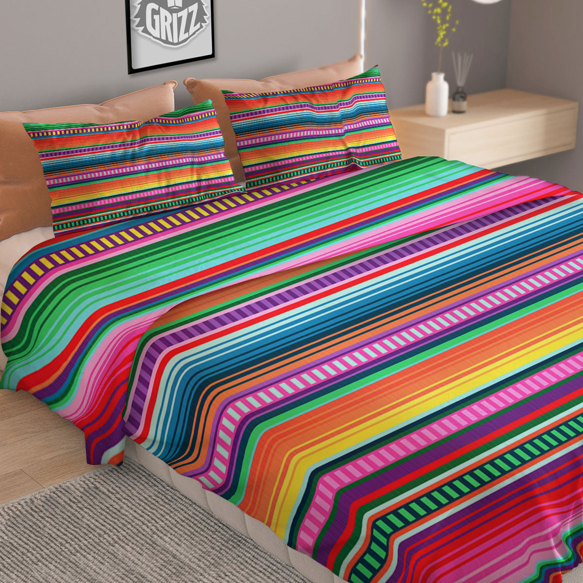 Blanket Stripe Ethnic Serape Print Duvet Cover Bedding Set