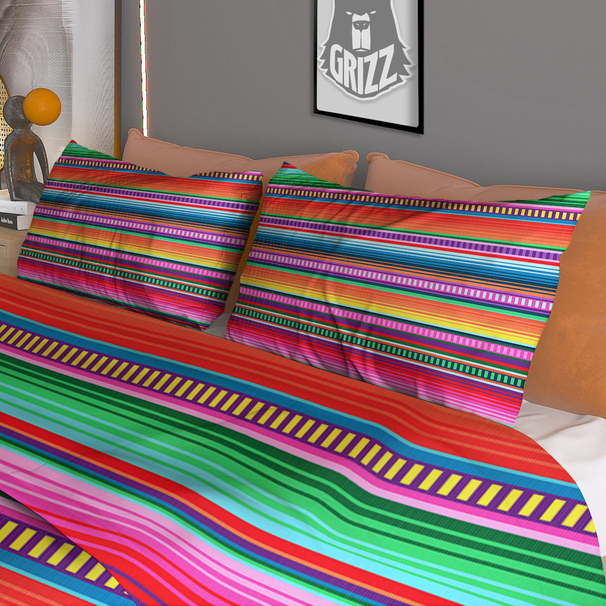 Blanket Stripe Ethnic Serape Print Duvet Cover Bedding Set