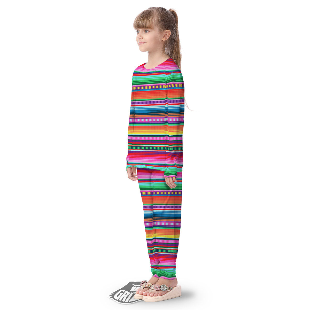 Blanket Stripe Ethnic Serape Print Kid's Pajamas-grizzshop