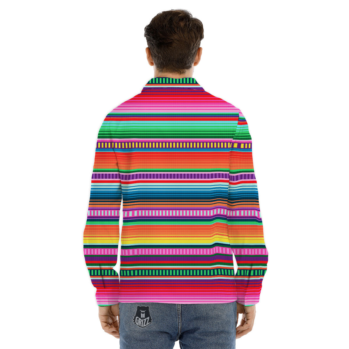 Blanket Stripe Ethnic Serape Print Men's Dress Shirts-grizzshop