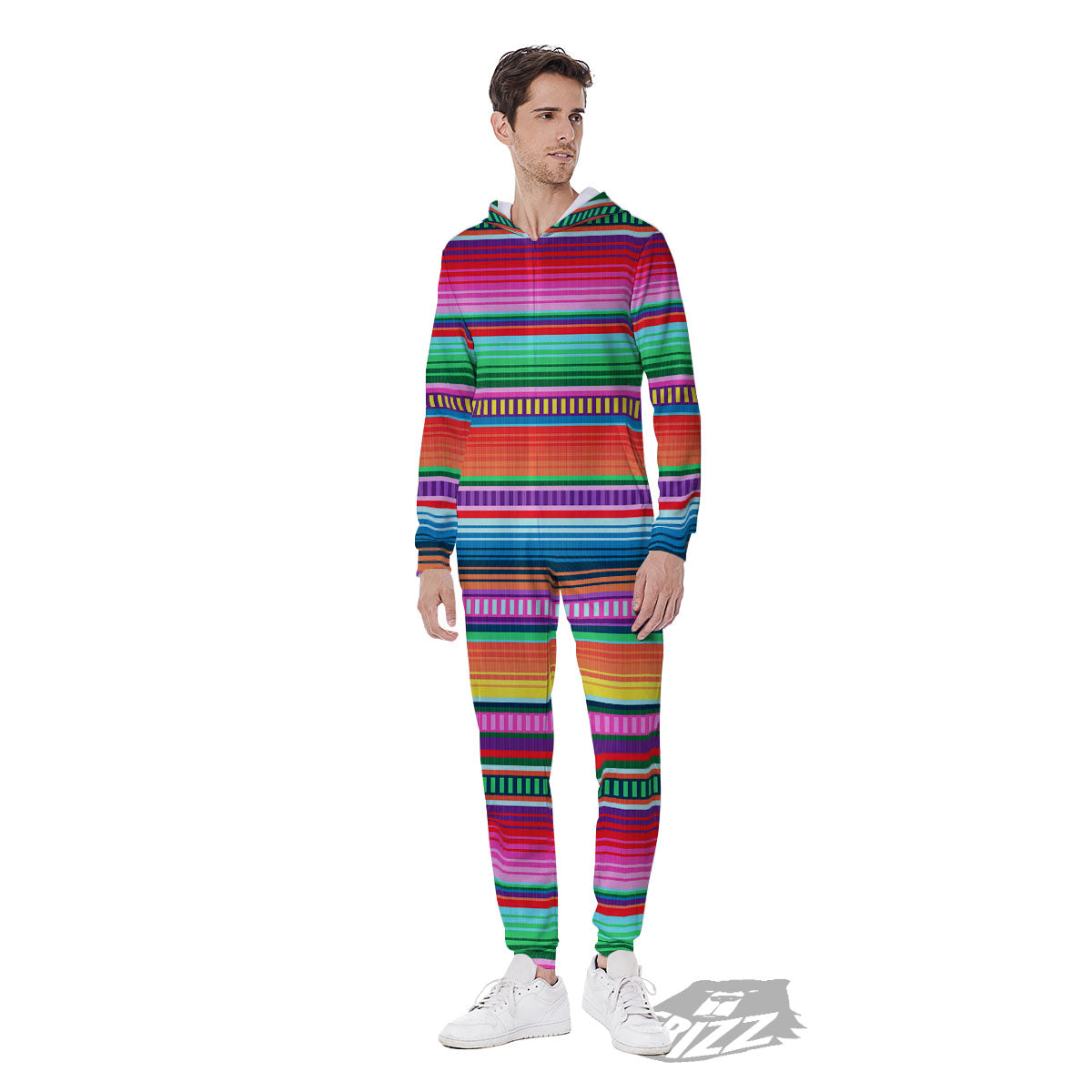 Blanket Stripe Ethnic Serape Print Men's Jumpsuit-grizzshop