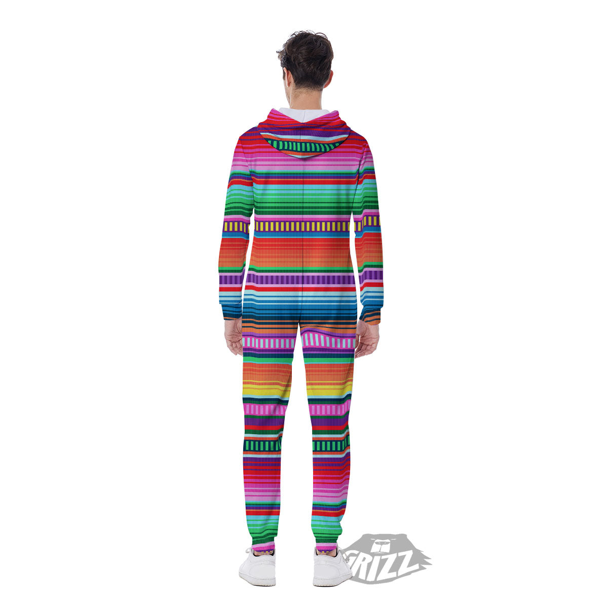 Blanket Stripe Ethnic Serape Print Men's Jumpsuit-grizzshop