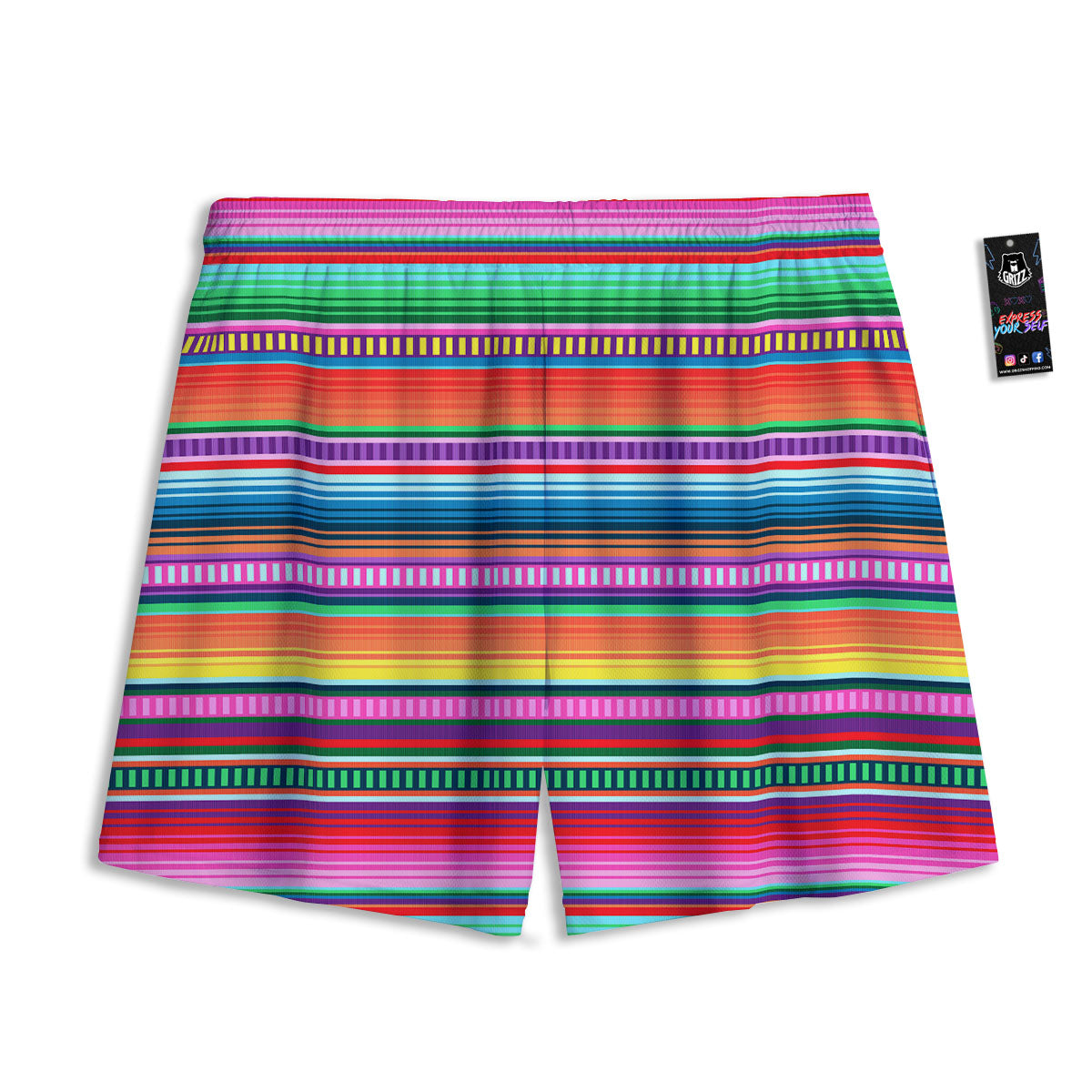Blanket Stripe Ethnic Serape Print Mesh Shorts