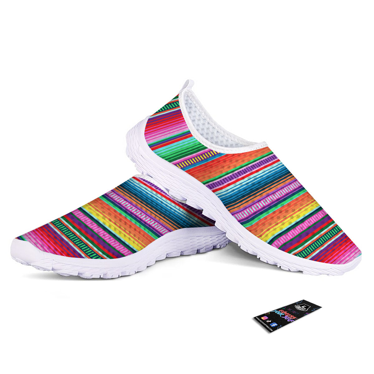 Blanket Stripe Ethnic Serape Print Nurse Shoes-grizzshop