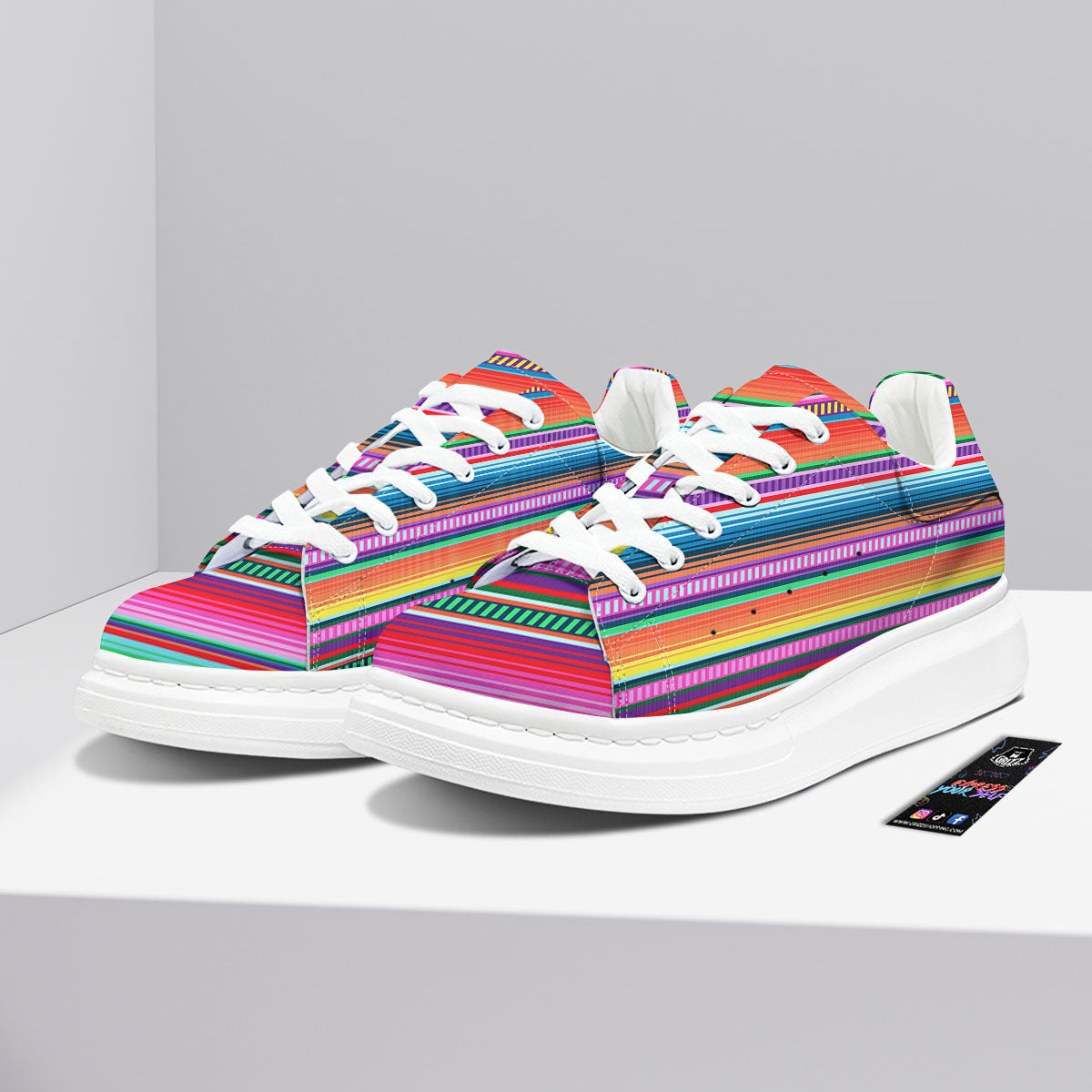 Blanket Stripe Ethnic Serape Print Platform Shoes-grizzshop