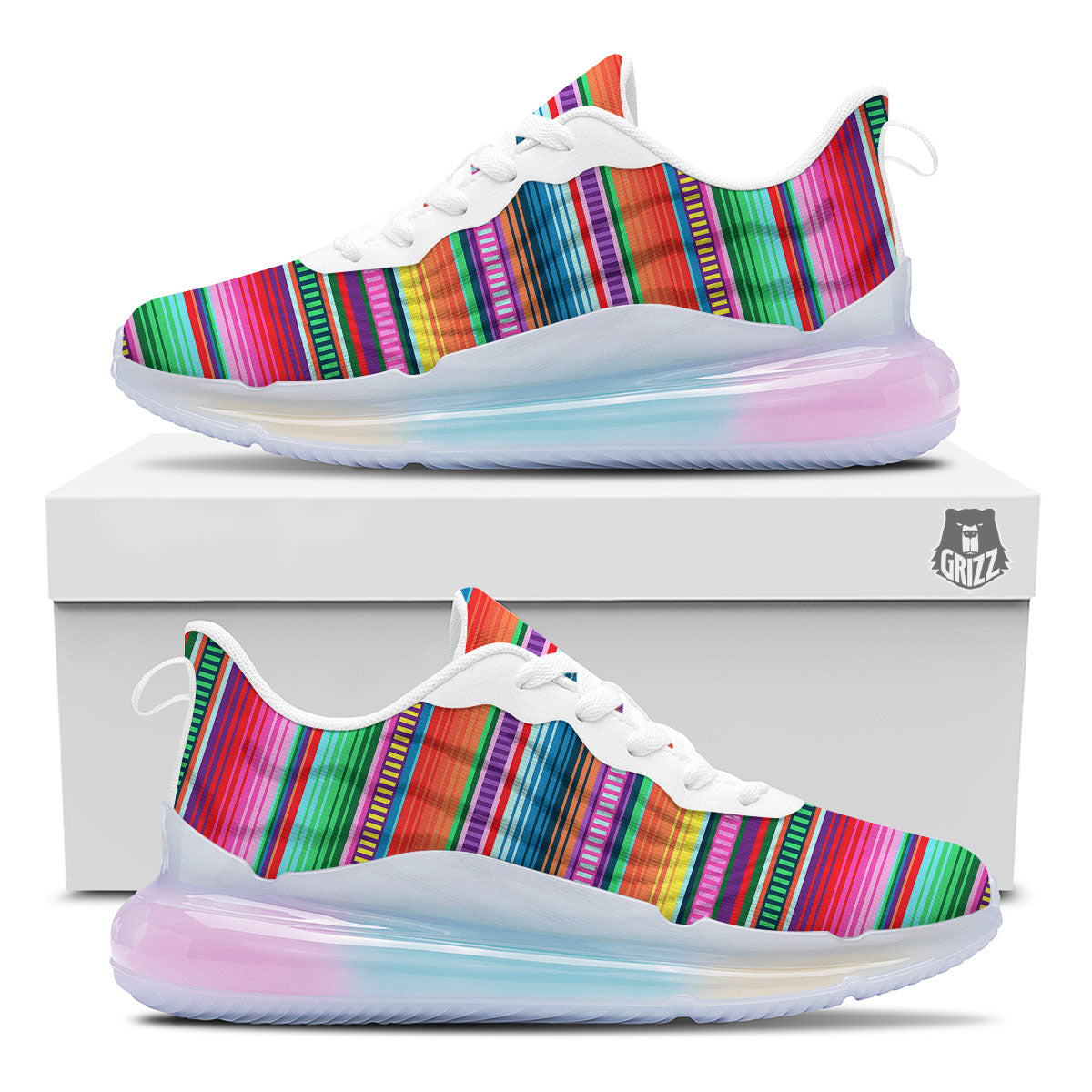 Blanket Stripe Ethnic Serape Print Running Sneakers-grizzshop