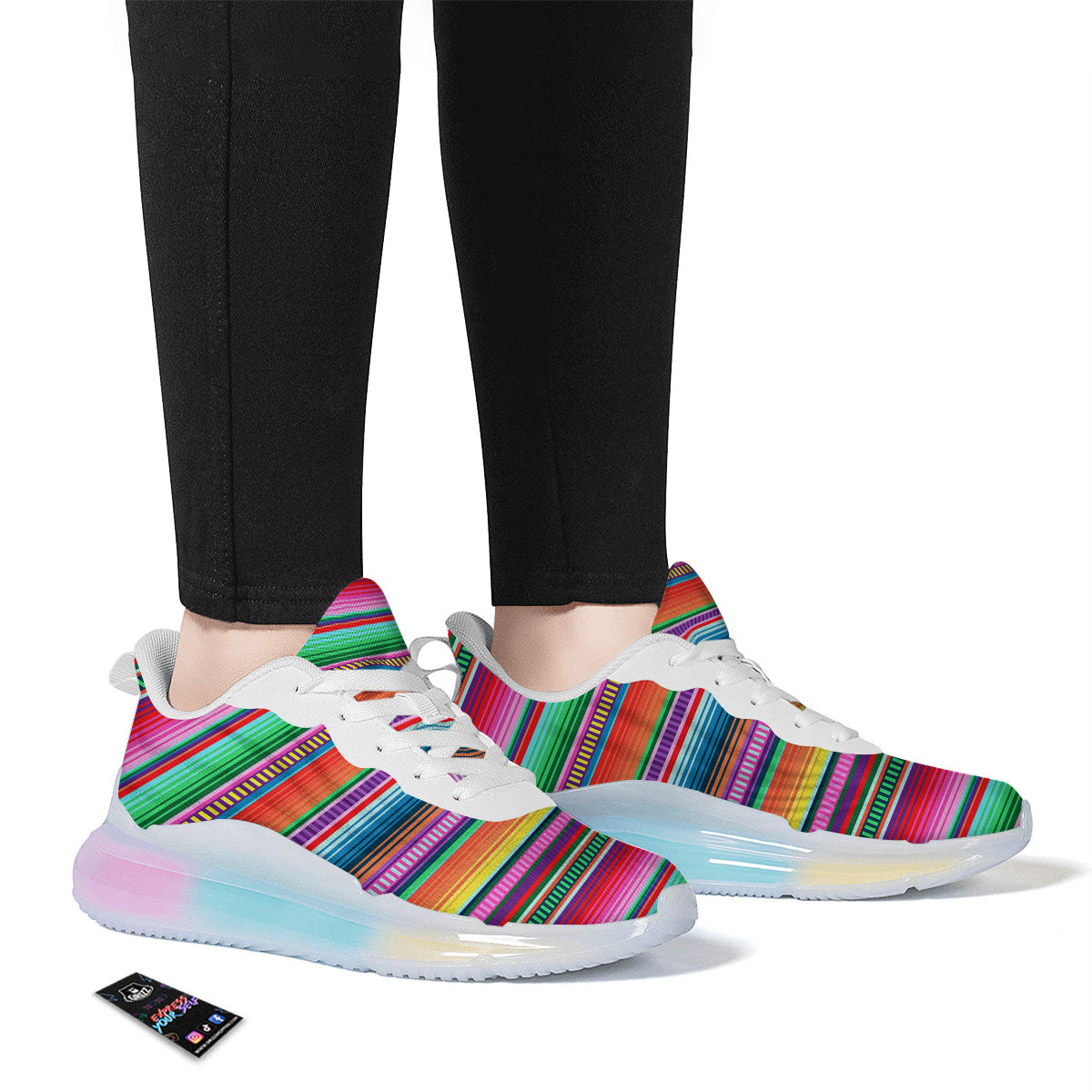 Blanket Stripe Ethnic Serape Print Running Sneakers-grizzshop