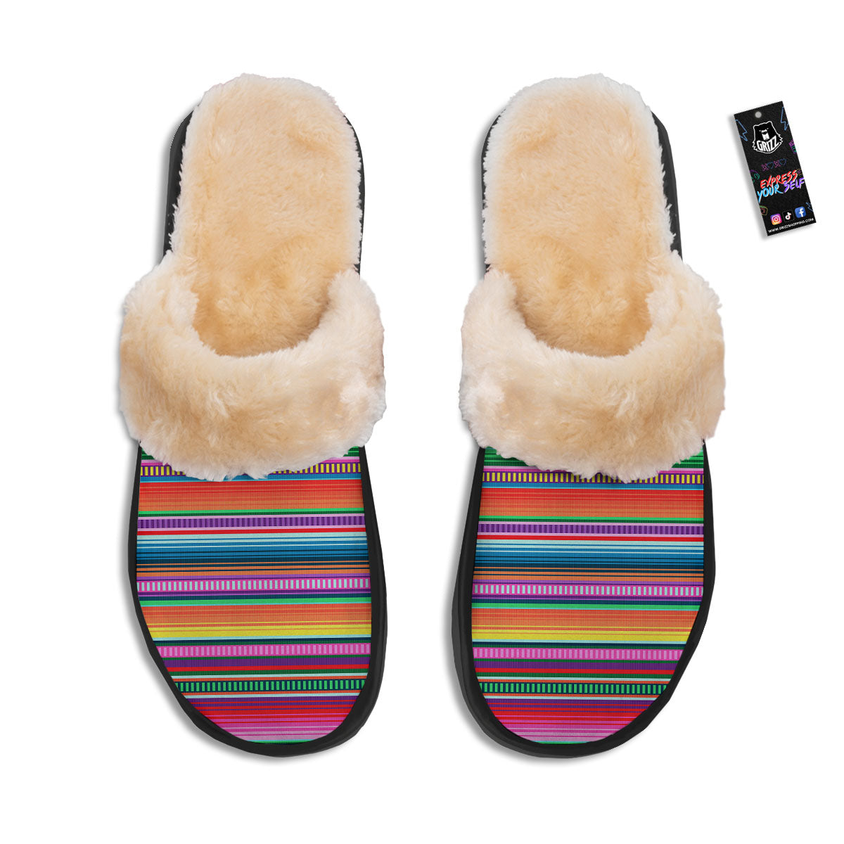 Blanket Stripe Ethnic Serape Print Slippers-grizzshop