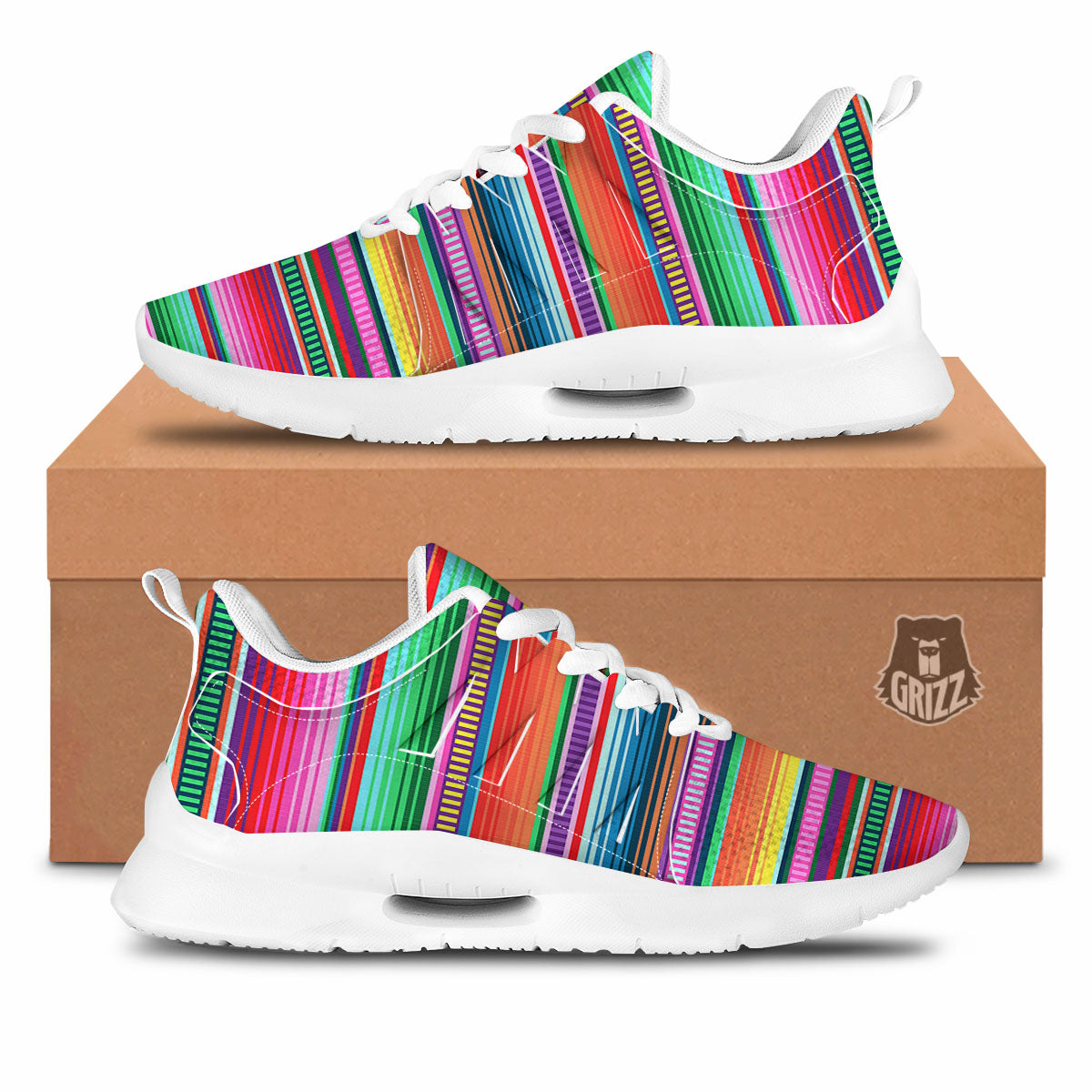 Blanket Stripe Ethnic Serape Print Tennis Shoes-grizzshop
