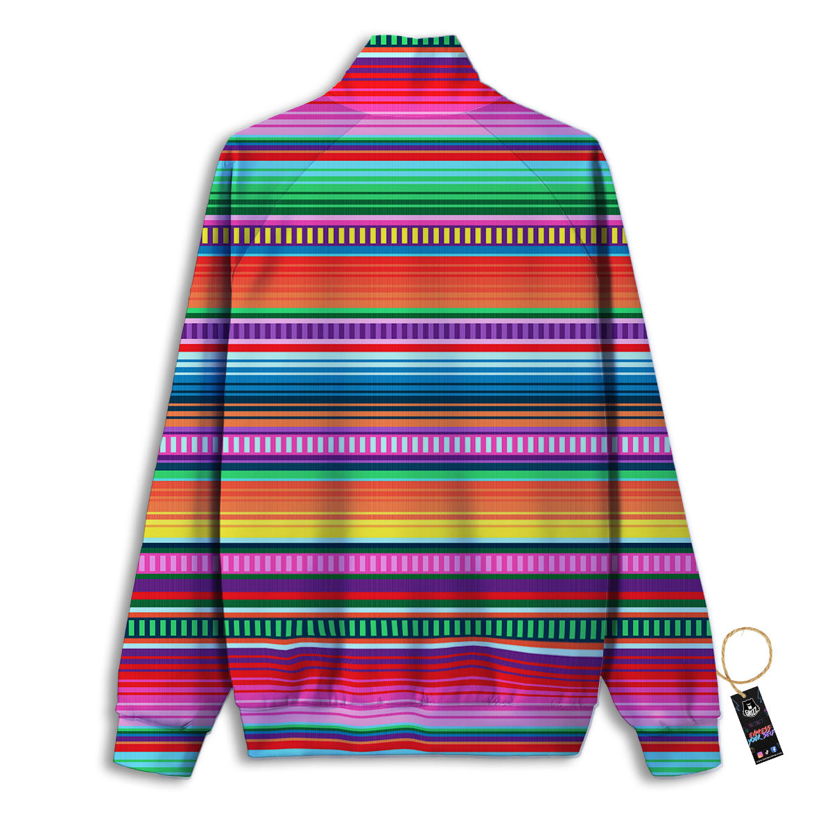 Blanket Stripe Ethnic Serape Print Track Jacket-grizzshop