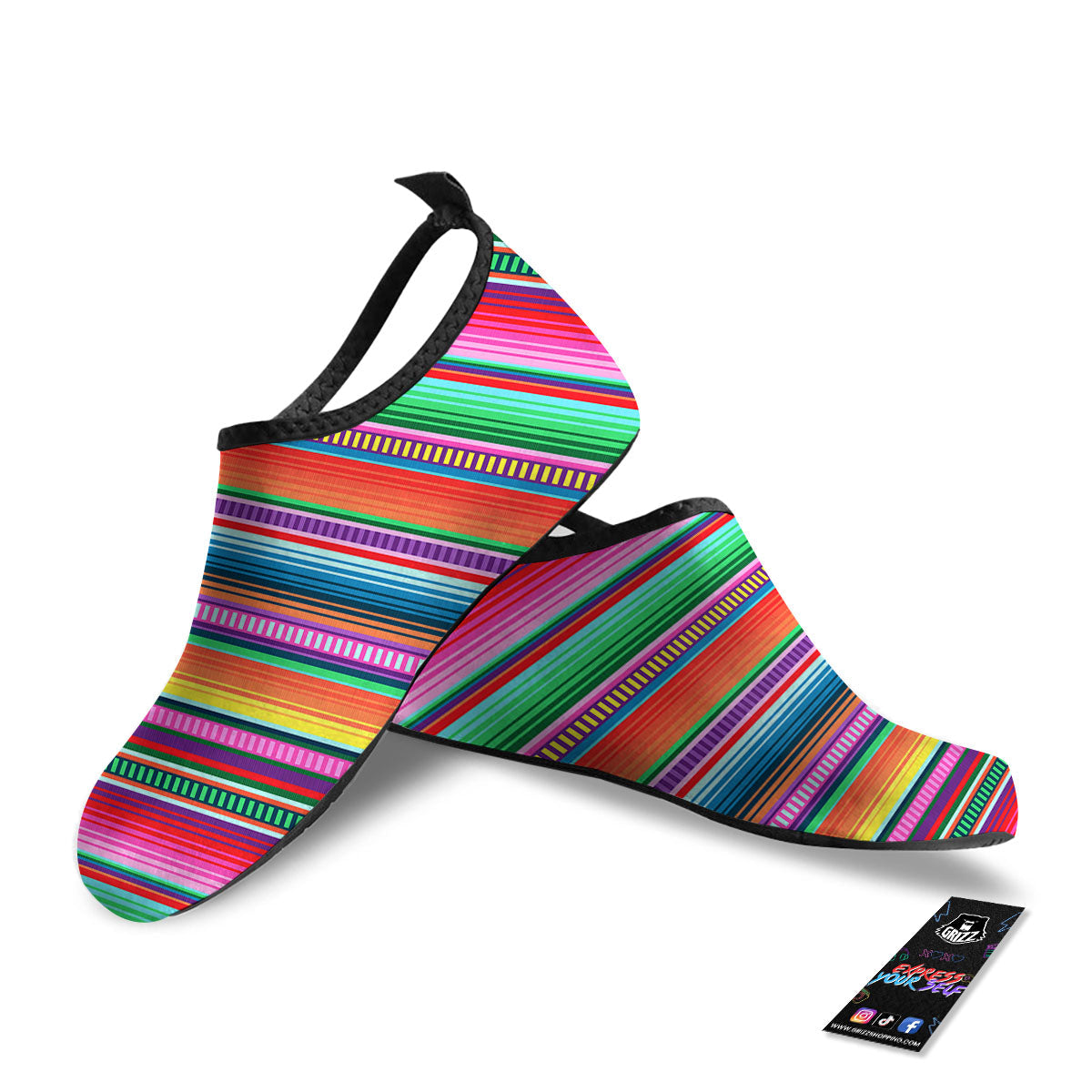 Blanket Stripe Ethnic Serape Print Water Shoes-grizzshop