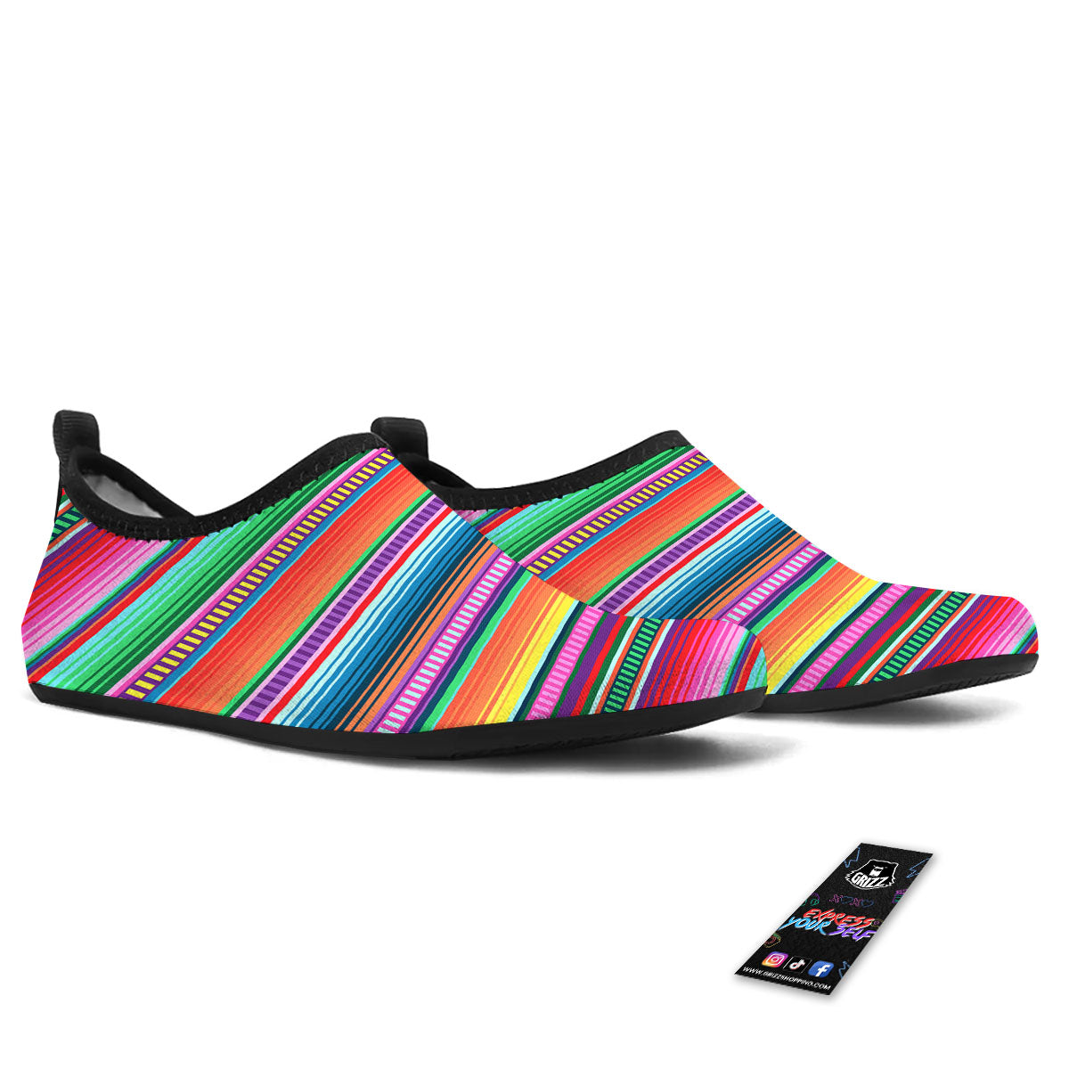 Blanket Stripe Ethnic Serape Print Water Shoes-grizzshop